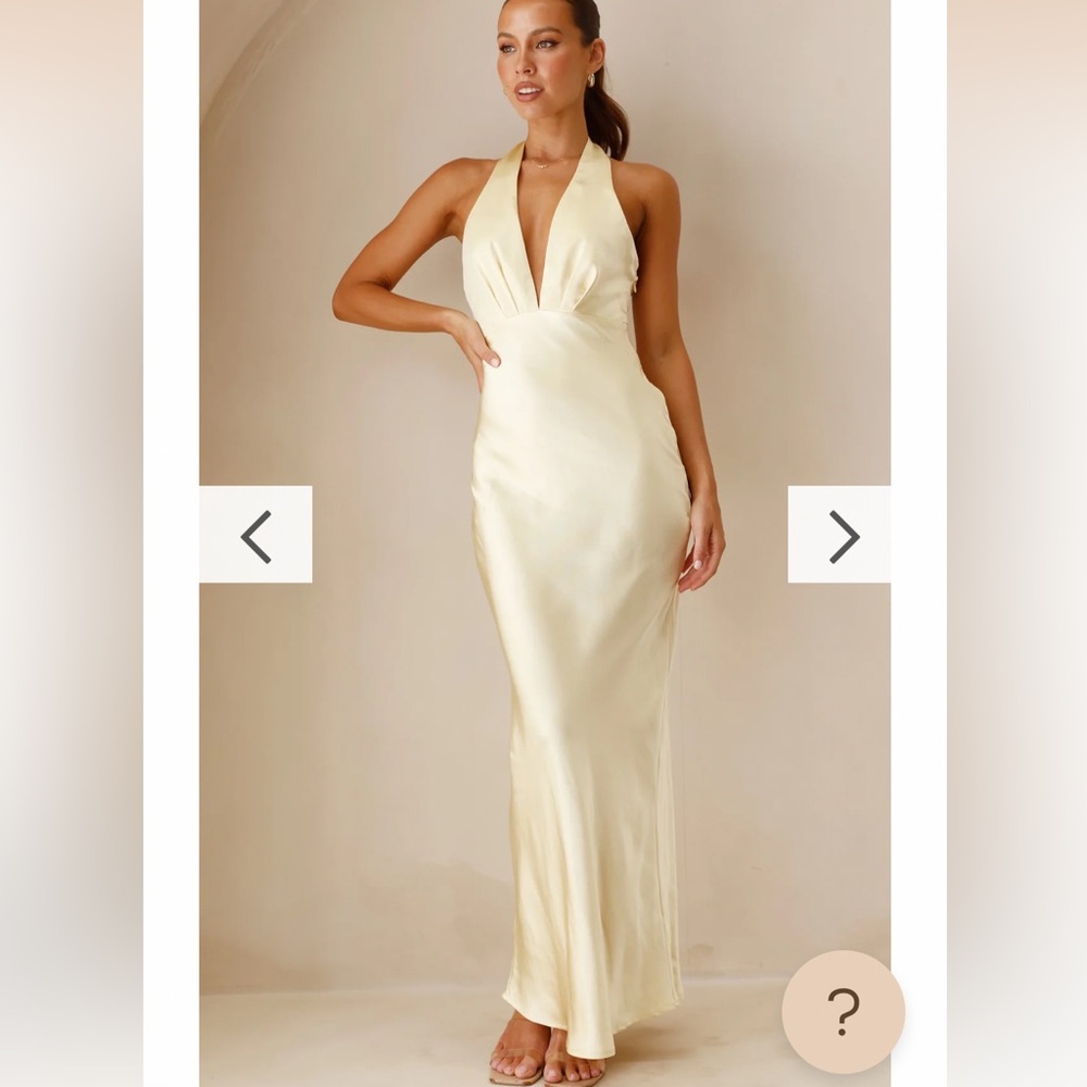 Billy J yellow halter neck silk maxi dress. Only worn once!